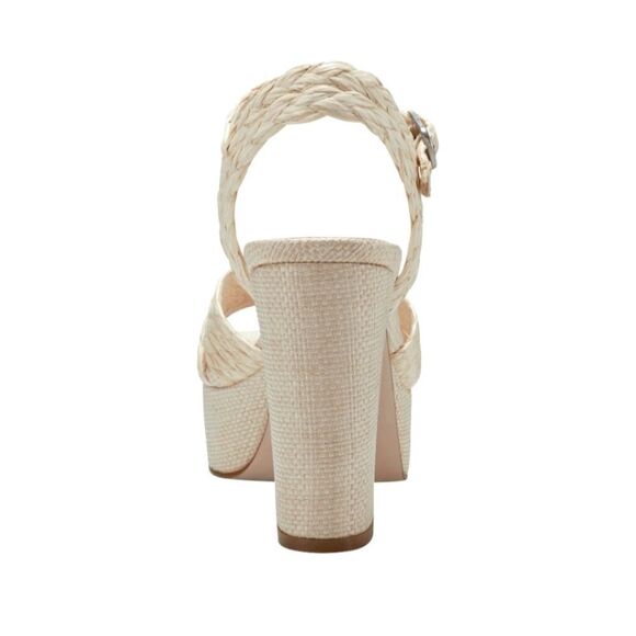 New MARC FISHER 1/5 CHELA SLINGBACK PLATFORM cream Sandal high heel buckle 6.5 - Picture 3 of 5